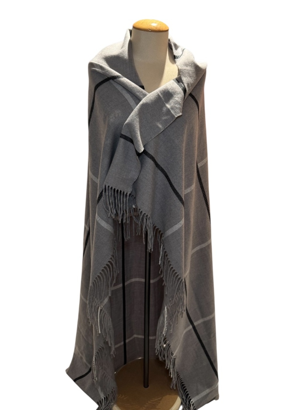 LOVE & LORE grey plaid soft scarf - o/s